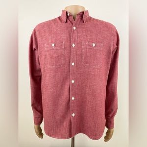 Old Navy Men's Slim Fit, Heathered Red, Long Sleeve Button-up Shirt, Size Large